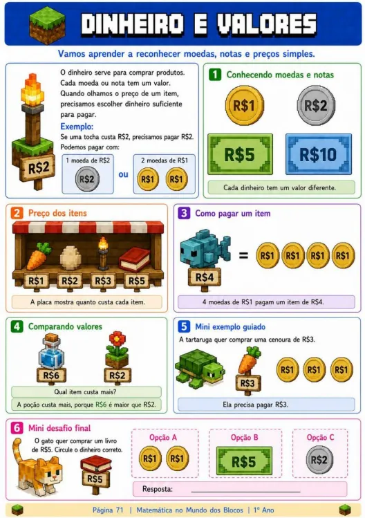 Actividad matemática — 1.º de primaria, suma con bloques