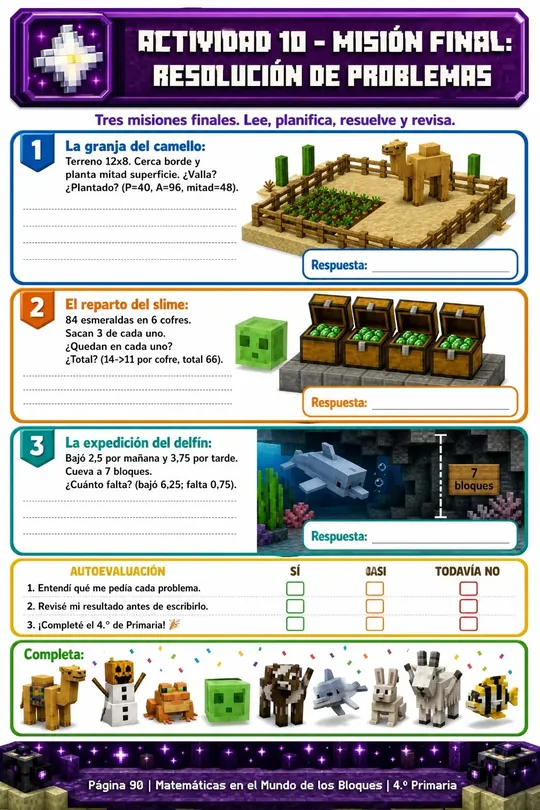 Actividad matemática — 4.º de primaria, resolución de problemas